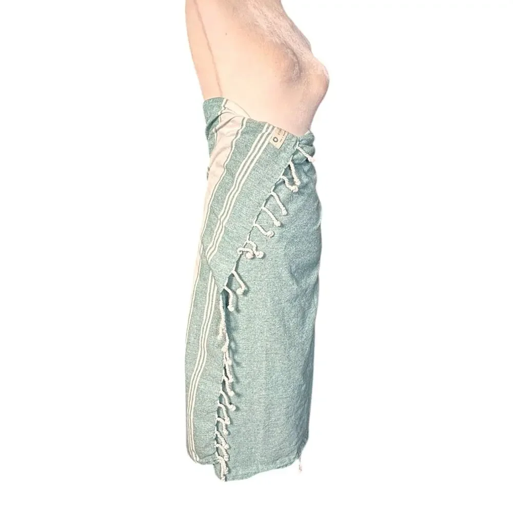 9 Threads‎ Turkish Cotton Beach Towel Aqua White Tassel Fringe Peshtemal Summer